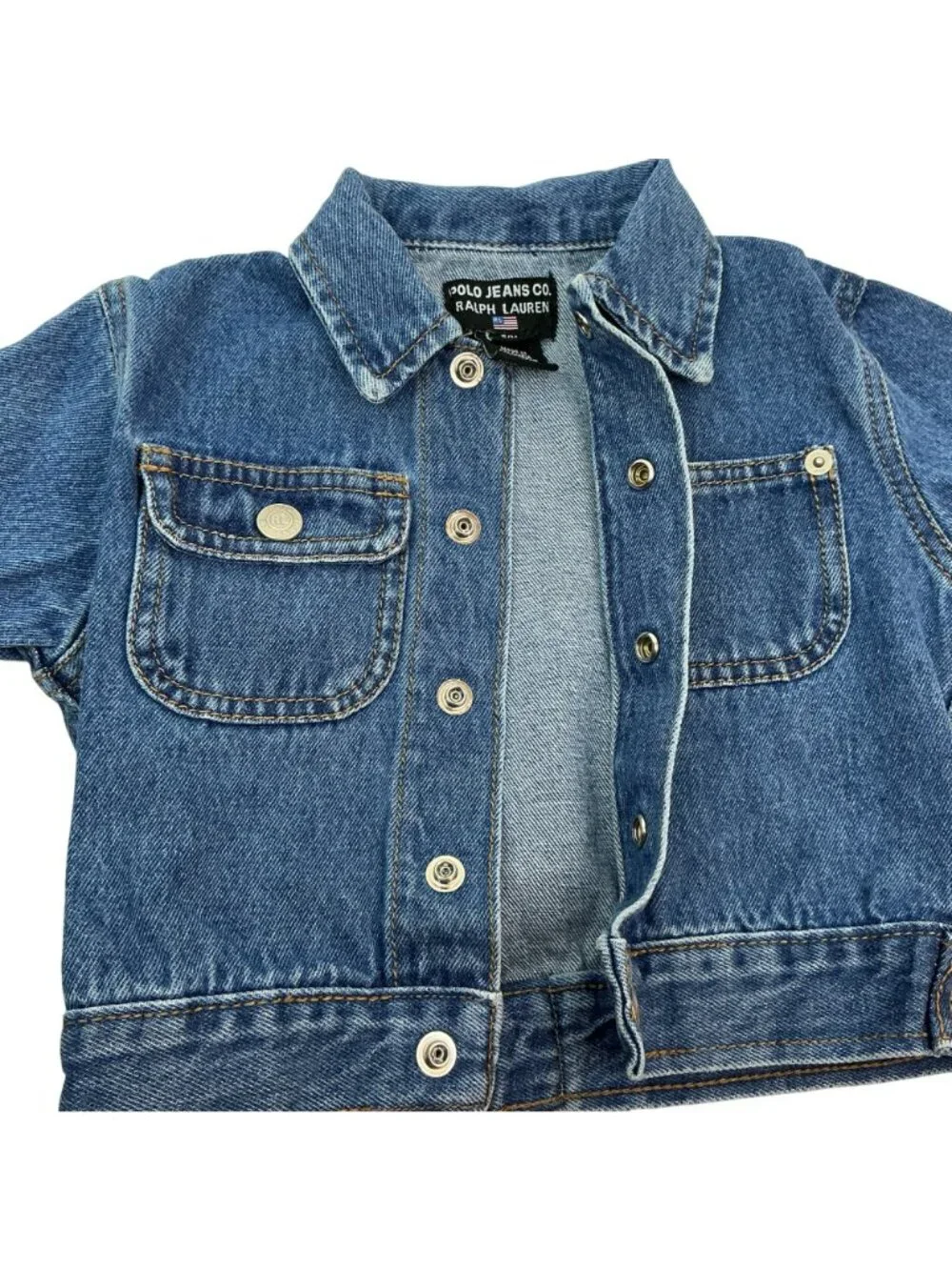 Polo Jeans Co. Ralph Lauren Baby Denim Jacket S/M 3-12M Button-Up Blue Cotton